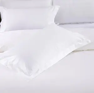 Taille personnalisée 5 étoiles ensemble de housse de couette en satin de coton blanc pur drap de lit Queen Size linge de lit d'hôtel