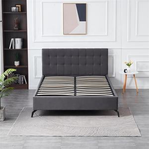 Cadre <span class=keywords><strong>de</strong></span> <span class=keywords><strong>lit</strong></span> en bois gris foncé, taille Queen, avec vérin à gaz, design moderne <span class=keywords><strong>de</strong></span> luxe, durable, tête <span class=keywords><strong>de</strong></span> <span class=keywords><strong>lit</strong></span> carrée <span class=keywords><strong>capitonnée</strong></span>, lits rembourrés - Product Image 2