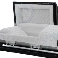 El mejor proveedor Chino de funerales ofrece ataúd de acero de calibre 18 para adultos con acabado de ébano natural, metal cepillado, comodidad de alta calidad