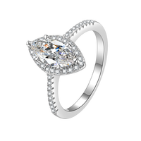 Bague de fiançailles pour femme en argent sterling S925 avec moissanite taille marquise 1 carat VVS1, certifiée GRA, style vintage