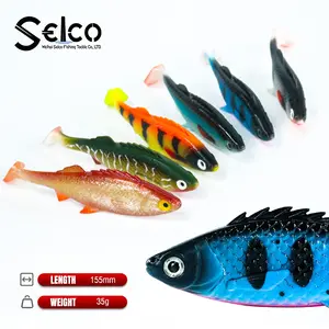 Selco 16厘米38g仿生鱼饵鱼钩软诱饵梭子鱼漂浮批发游泳诱饵软塑料梭子鱼鱼子