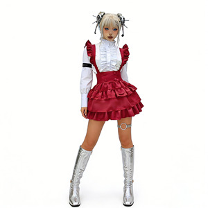 Robe Lolita Mécanique Cyberpunk Style Gothique Costume Cosplay Jupe Volantée Rouge et Blanche Jeu de Rôle Anime Printemps 2025 - Product Image 2