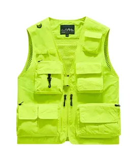 Mens Summer Plus Size Fishing Vest Jackets Fishman Outdoor Sports Clothes Nylon Tactical V-neck Sleeveless Safety Jacket Coats