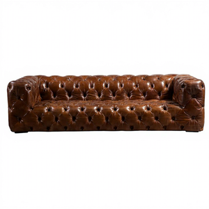 ชุดโซฟาหนังวัวแท้ลายเลือดวัวแบบโบราณออกแบบได้ตามต้องการมีกระดุมแบบหรูหราโซฟาคลับโรงแรมล็อบบี้ - Product Image 6