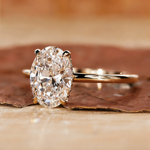 <span class=keywords><strong>Anello</strong></span> <span class=keywords><strong>di</strong></span> <span class=keywords><strong>Fidanzamento</strong></span> in Oro Giallo 14K con Diamante CVD Ovale Certificato IGI, Gioiello Raffinato - Product Image 2