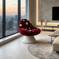 Fauteuil lounge en forme de champignon, canapé individuel moderne et minimaliste à pois, chaise de balcon bordeaux pour salon, tabouret de maquillage élégant