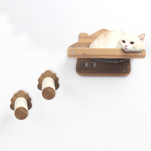 Hamaca de madera maciza con forma de seta extraíble para gato, cama montada en la pared, gran oferta - Product Image 5