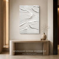 Peinture à l'huile texturée sur toile à texture en relief blanche, grande taille encadrée, vente en gros de tableaux et d'art mural, entrée, salon, moderne