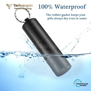 Outdoor <b>Aluminum</b> Alloy Keychain Medicine Bottle Portable Survival <b>Container</b> Black 1pc - Product Image 5