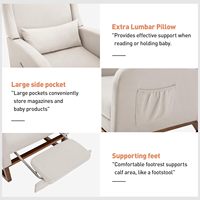 Fauteuil à Bascule en Bois d'Hévéa, Dossier Haut, avec Poche Latérale, Idéal pour Allaitement et Repos, et Repose-Pieds