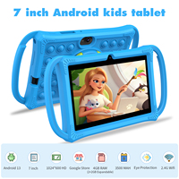 Tablette portable K7 Pro 7 pouces pour enfants, Android 13, écran tactile IPS, coque en silicone anti-chute, tablette éducative pour l'apprentissage des bébés