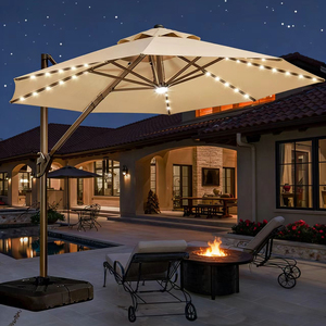 Outdoor Parasol Large Roman <strong>Umbrella</strong> Big Size Stand Garden Waterproof Patio <strong>Umbrellas</strong> &amp; <strong>Bases</strong> With LED Light - Product Image 1