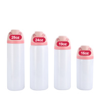 Bouteille d'eau vierge pour sublimation 16oz 19oz 24oz 32oz, gourde sport en métal à double paroi avec revêtement anti-transpiration pour presse à chaud et création DIY