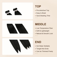 Cheveux synthétiques professionnels pré-étirés pour tresses, 29 pouces, 160g, lisses Yaki naturel, pour tresses au crochet thermoformables à l'eau chaude