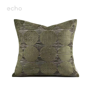 Echo Retro Light Luxury Villa <strong>Olive</strong> <strong>Green</strong> Geometric Circle Imported Cut Velvet Model Room Sofa Throw Pillow Bed Head <strong>Cushion</strong> - Product Image 1