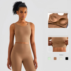 New Sports <strong>Bra</strong> <strong>Top</strong> <strong>Built</strong> <strong>in</strong> Integrated Cup Chest Cushion Women Gym Push up <strong>Vest</strong> Fixed Cup Slim Workout Gym Female Yoga Crop <strong>Top</strong> - Product Image 1