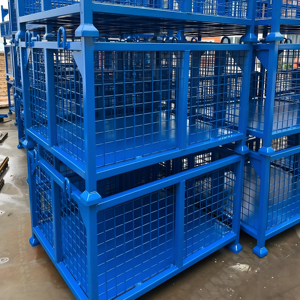 Collapsible Storage Steel <strong>Wire</strong> <strong>Mesh</strong> <strong>Container</strong> Folding Stillage Cage Industrial Transport Forklift Stackable Metal Box Pallet - Product Image 1
