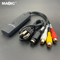 Tarjeta de Captura USB 2.0, Tarjeta de Captura de Audio y Video para TV, DVD, VHS, Adaptador Convertidor de VHS a DVD 3 en 1 para PC, PS3, Xbox para Win 7 8 32
