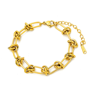 สร้อยข้อมือลวดทอง 18K ชุบ PVD ลายปม |   สร้อยข้อมือโซ่สแตนเลสสตีลแบบเกลียวสำหรับผู้หญิง |   เครื่องประดับแฟชั่นที่ไม่เหมือนใคร - Product Image 1