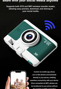 Caméra numérique intelligente WiFi avec zoom optique 4x, grand angle, écran 2,0 pouces, double objectif, caméscope CCD, carte SD, vidéo HD, selfie - Product Image 4