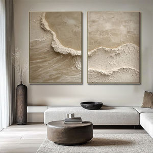 Alta calidad decoración del hogar yeso hecho a mano moderno océano ola playa paisaje pintura al óleo 3D textura pared arte pintura - Product Image 1