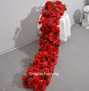 Runner Floreale con Rose Rosse e Rosa per Decorazioni Matrimoniali, Arco Nuziale Artificiale per Corridoio - Product Image 6