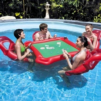 Table de jeu flottante gonflable en PVC pour Mahjong avec porte-gobelets pour la piscine