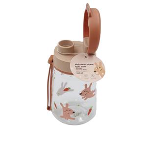 Bouteille d'eau Goki Hero 350 ml, bouteille d'eau mignonne pour enfants, bouteille d'eau pour enfants avec impression de lapin mignon et couvercle à rabat - Product Image 1