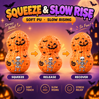 Jouets Squishy en PU à Remontée Lente en Forme d'Arachide pour Halloween, Imprimés, Doux, Anti-Stress, Cadeaux de Fête, Vente en Gros
