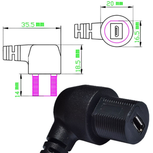 <span class=keywords><strong>Cable</strong></span> Coaxial <span class=keywords><strong>Micro</strong></span> <span class=keywords><strong>USB</strong></span> Hembra a Macho de 90 Grados, para Montaje en Panel, Resistente al Agua, para Automoción - Product Image 6