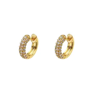 Foxi珠宝供应商巴西黄铜箍经典真镀金耳环女性拥抱耳环