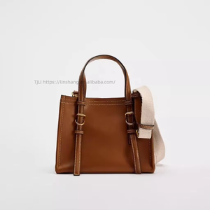 Woven Fabric Large Capacity Casual Office Pu Leather Soft Handheld Women's <b>Tote</b> Bag Custom Wholesale Designer Tanjing - Product Image 2