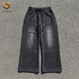 Custom Washed Oversized <b>Men</b> Zip Hoodie Sun 100% Cotton Faded Patch Studded Baggy Cargo Pants <b>2</b> <b>Piece</b> Streetwear <b>Set</b> - Product Image 3