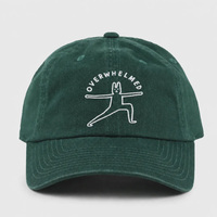 Casquette de baseball personnalisée en coton lavé, non structurée, à 6 panneaux, avec broderie drôle de dessin animé 'Dad Hat' et 'Yoga Studio', faible MOQ, direct usine