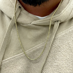 Collar de Cadena de Serpiente Chapado en Oro Real de 18K para Hombre con Circonita Cúbica Engastada en Canal, Joyería Hiphop - Product Image 1