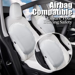 Ensemble complet n'affecte pas les housses de siège de voiture en cuir Nappa <span class=keywords><strong>blanc</strong></span> Airbag pour Tesla modèle Y rafraîchi Facelift Juniper 2025 2026 - Product Image 3