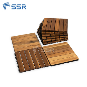 Dalles de terrasse en bois d'acacia brun à 6 lattes, dalles de sol extérieures à emboîtement, dalles de pavage pour jardins et zones de piscine - Product Image 3