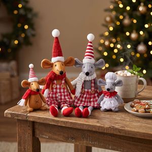 Decoraciones de Ratón Navideñas Hechas a Mano, Ecológicas, con Acabado Brillante, de Tela No Tejida a Cuadros, con Patas Largas, Estilo Moderno - Product Image 2