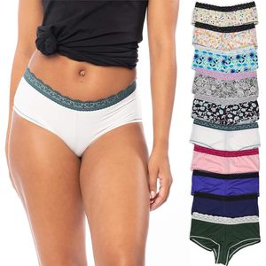Paquete de 10 Braguitas Tipo Boyshort para Mujer FOXA, Cintura Media, Sin Costuras, Microfibra, Nailon, Spandex - Product Image 1