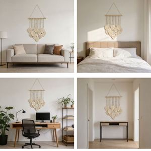 Tapiz de Macramé Hecho a Mano con Diseño de Hojas, Decoración de Pared Estilo Boho Rústico para Venta al por Mayor y Dropshipping - Product Image 3