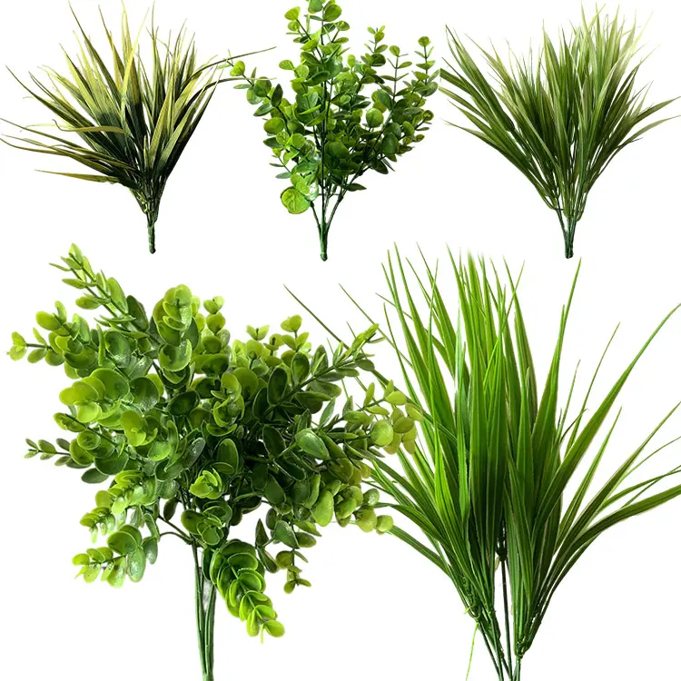 Outdoor Tuin Veranda Decor Uv-bestendig Fake Plastic Greenery Stengels Gras Kunstmatige Planten Struiken