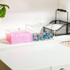 Boîte de rangement rectangulaire en acrylique avec couvercle, support pour feuilles de séchage de linge, conteneur transparent pour dosettes de <span class=keywords><strong>lessive</strong></span>, organisation et rangement de bureau - Product Image 3