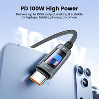 Câble rapide Toocki 100W PD avec éclairage RGB creux, puce de sécurité intelligente, transfert de données 480 Mbps, en alliage d'aluminium pour usage domestique et professionnel