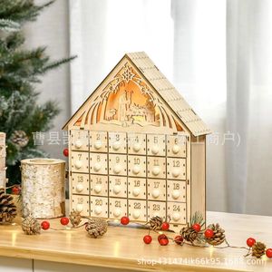 Calendrier de l'Avent en bois avec éclairage LED pour Noël, compte à rebours de 24 jours, ornement créatif, cadeau de Noël en bois - Product Image 2