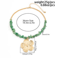 Collier Statement Grande Fleur OEM ODM, Style Bohème Rétro, avec Pendentif en Pierre Naturelle et Gemme Verte, pour Femme