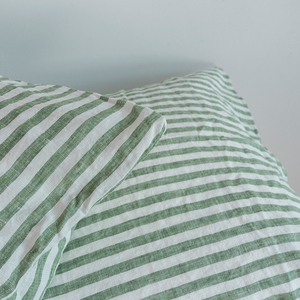 <span class=keywords><strong>Federa</strong></span> di lusso lavata a mano personalizzata <span class=keywords><strong>50x70</strong></span> set biancheria in lino 100% europea striscia verde - Product Image 3