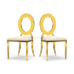 Venta al por mayor, silla de comedor de acero inoxidable dorado de diseñador de eventos reales de lujo a la venta - Product Image 2