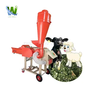 Mini trituradora de hierba de heno de alimentación animal de gasolina agrícola, cortador de paja con motor diésel