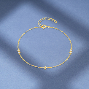 CANNER Gold Simple S925 <b>Sterling</b> <b>Silver</b> Cross Fashion Zircon <b>Bracelets</b> for Women - Product Image 3