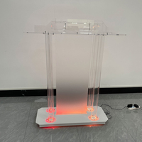 Pupitre d'Église en Acrylique Transparent avec Lumières LED, Croix et Montage Facile – Design Élégant